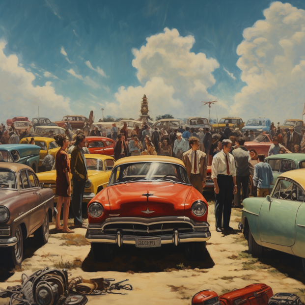 People at an auto auction